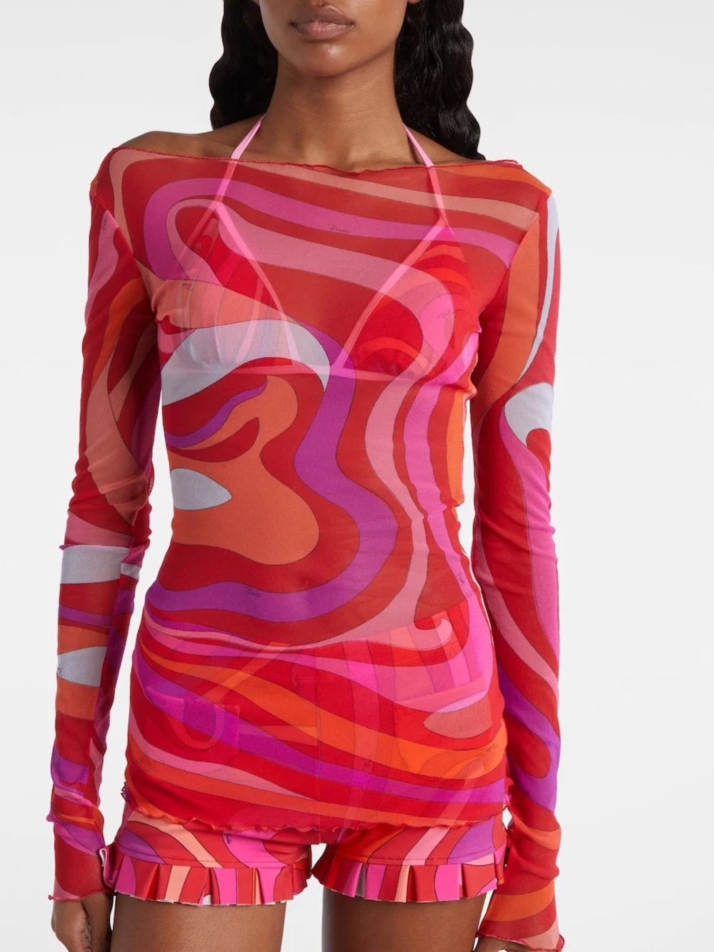 Emilio Pucci Marmo Semi Sheer Tulle Top